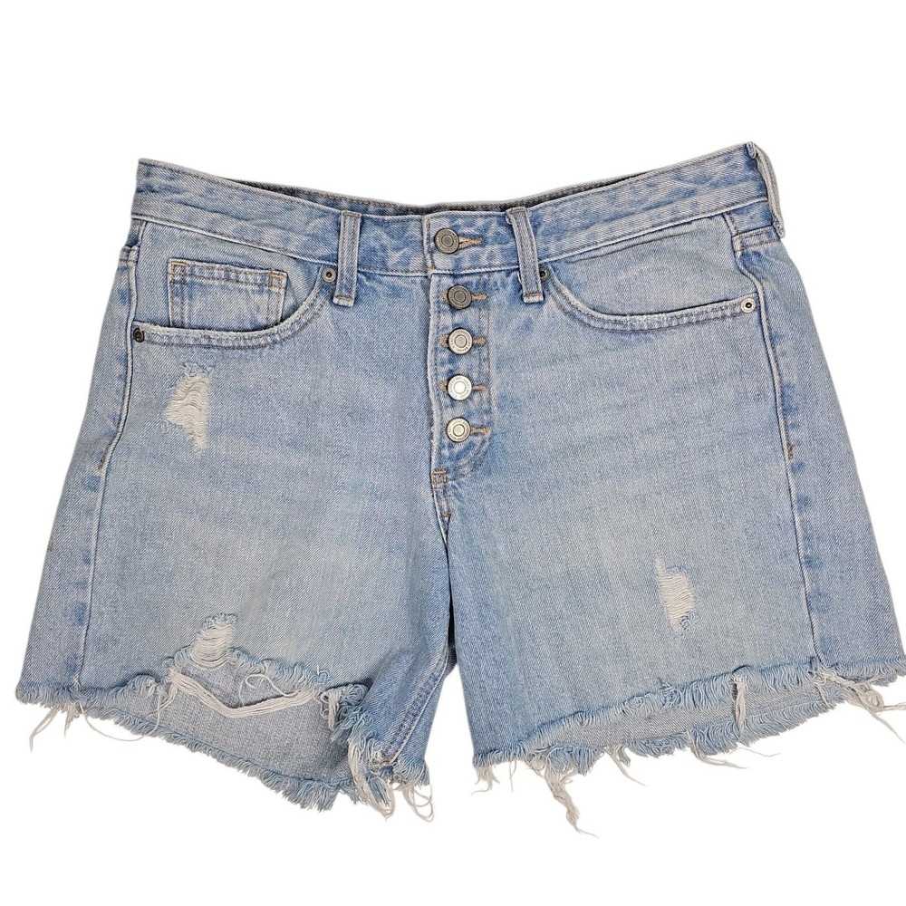 Lucky Brand Boyfriend Short Distressed Light Wash Denim Women 8/29